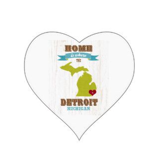 detroit, michigan Map – Home Is Where The Heart Is Stickers