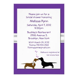 Fun Purple Dachshunds Bridal Shower Invitation