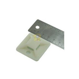 Self Adhesive Cable Tie Mount, 40mm x 40mm, 100pcs/pack   White Electronic Component Cables