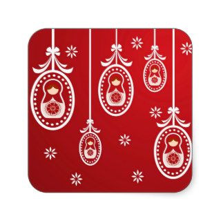 Red Russian Doll Christmas Stickers