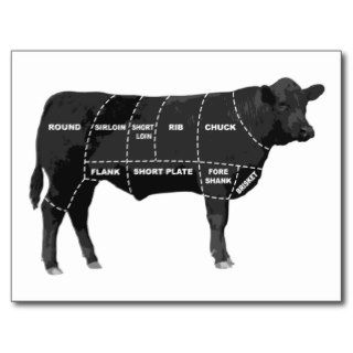Beef Meat Cuts Guide Chart Post Card