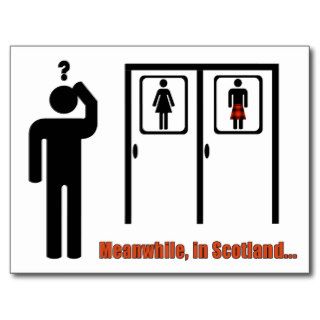 Meanwhile, in Scotland funny Scottish kilt joke Postcard