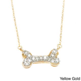 10k White Gold 1/10ct TDW Diamond Dog Bone Pendant Diamond Necklaces