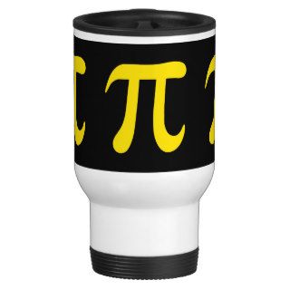 Yellow pi symbol on black background mug