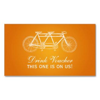 Simple Drink Voucher Tandem Bike Orange Business Cards