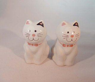 White Ceramic Cat Salt and Pepper Shakers 3.5" Tall  Other Products  