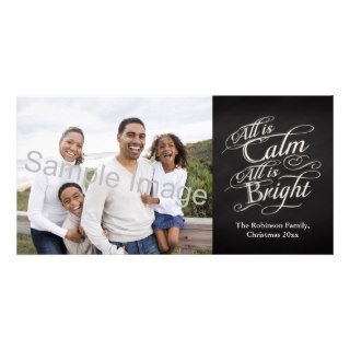 All is Calm, All is Bright Chalkboard Christmas Photo Card