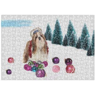 Shih Tzu Christmas 252 Pc. Puzzle with Photo Tin   Plaques