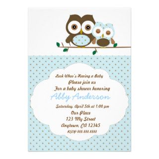 Baby boy owl baby shower invitation