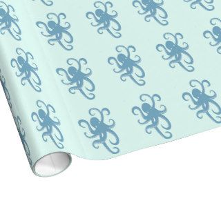Blue Octopus Gift Wrap Paper