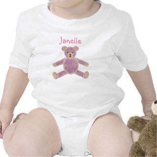Personalized Baby Girl Clothing   Pink Teddy Bear T shirt