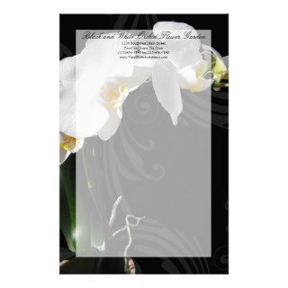 Dramatic Black and White Orchid Stationery