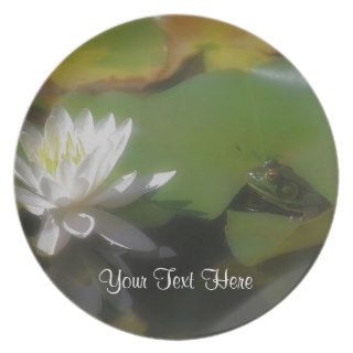 Frog And Water Lily Flower Nature Plate