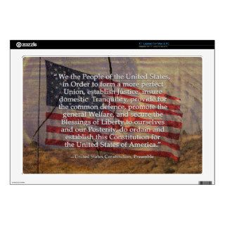 US Constitution Preamble Over Textured Background Laptop Skin