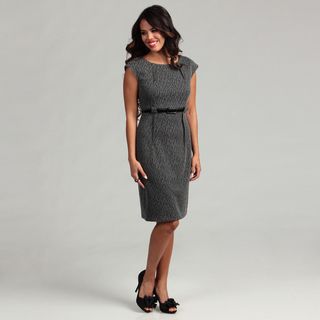 Connected Apparel Women's Grey Belted Dress Connected Apparel Casual Dresses