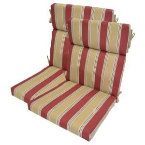 Plantation Patterns Chili Stripe High Back Outdoor Chair Cushion (2 Pack) DISCONTINUED 7113 02250000