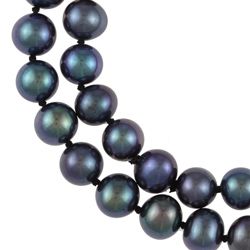 DaVonna Black FW Pearl 48 inch Endless Necklace (7 7.5 mm) DaVonna Pearl Necklaces