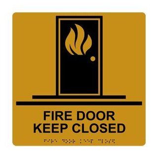 ADA Fire Door Keep Closed Braille Sign RRE 255 99 BLKonGLD  Business And Store Signs 