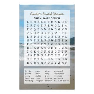 Bridal Party Shower Word Search Game, Beach Flyer Design