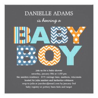 Cutout Letters Baby Shower Invitation   Boy