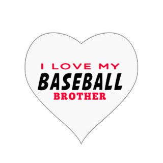 I Love My Baseball Brother Heart Sticker