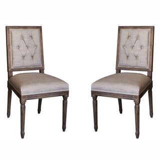 nuLOOM Casual Living Weathered Vintage French Upholstered Linen Dining Chairs (Set of 2) Nuloom Dining Chairs