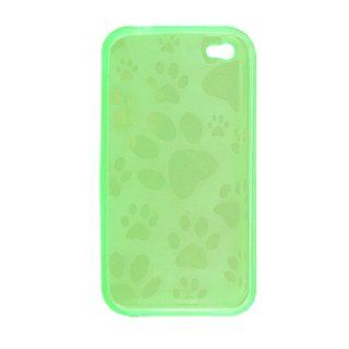 Clear Green Inner Paw Soft Plastic Case + Screen Guard for iPhone 4 4G Electronics