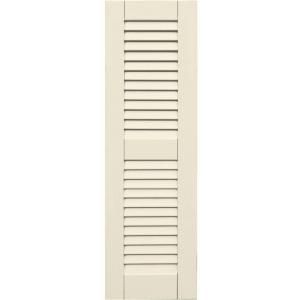 Wood Composite 12 in. x 39 in. Louvered Shutters Pair #651 Primed/Paintable 41239651