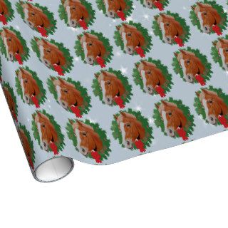 Christmas Wreath Chestnut Pony Wrap Wrapping Paper