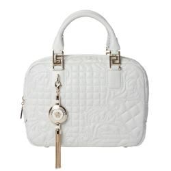 Versace 'Vantias' Quilted White Leather Satchel Bag Versace Designer Handbags