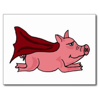 XX  Flying Super Pig Cartoon Post Cards