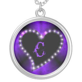 Heart on purple black with letter C Custom Necklace