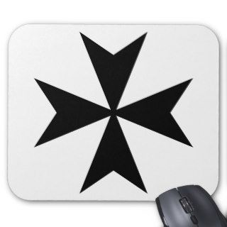 Black Maltese Cross Mouse Pads