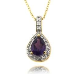 Dolce Giavonna Gold Over Silver Amethyst and Diamond Accent Necklace Dolce Giavonna Gemstone Necklaces