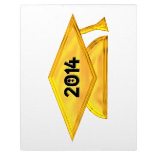 2014 Golden "3 D" Graduation Cap Display Plaques