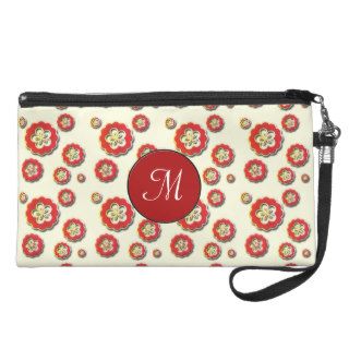 3D red yellow Flowers Wristlet Purse