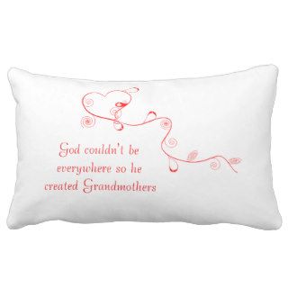 God Created Grandmothers Red Heart on a String Throw Pillows