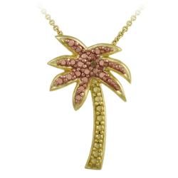 DB Designs 18k and Rose Gold over Silver Champagne Diamond Palm Tree Necklace DB Designs Diamond Necklaces
