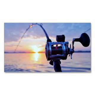 Fishing Reel at Sunset Business Card Template