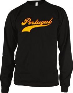 Portugal Script Font Men's Long Sleeve Thermal, Portuguese Country Pride Baseball Style Lettering Design Men's Thermal Shirt Clothing