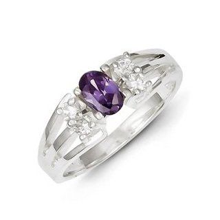 Sterling Silver Purple Oval CZ w/ CZ Stones Ring Cyber Monday Special Jewelry