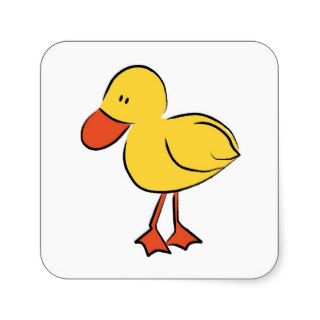 Cartoon Duckling Square Stickers
