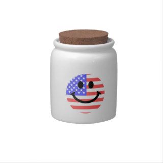4th of July American Flag Smiley face Candy Jar