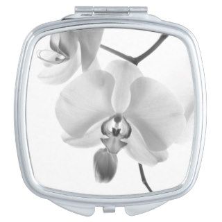 Black and White Orchid Flowers Compact Mirror