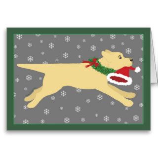 Yellow Labrador Dog Santa Hat Funny Christmas Greeting Cards