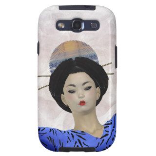 Blue Kimono Geisha Illustration Galaxy S3 Covers