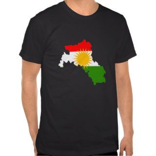 Kurdistan Flag Map full size Tee Shirts