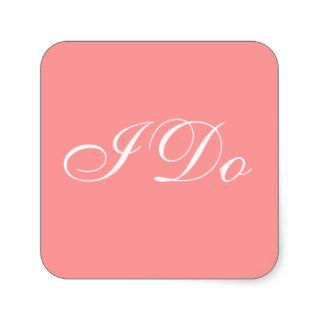 Wedding Invite Light Salmon Pink Square Stickers
