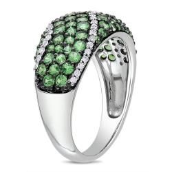 Miadora Sterling Silver Tsavorite and 1/6 CT TDW Diamond Ring (G H, I2 I3) Miadora Gemstone Rings