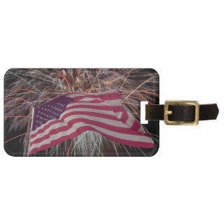 American Flag and Fireworks Bag Tag